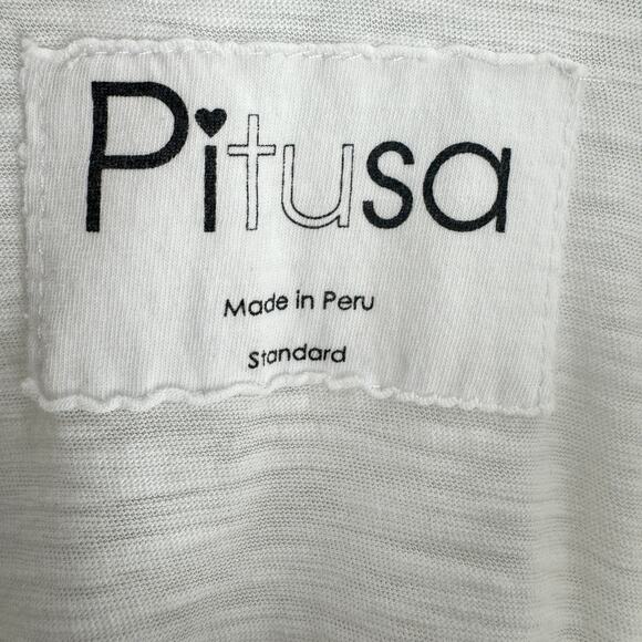 Pitusa Pima Short Sleeves V-Neckline Embroidered Abaya Dress‎ White One Size - Picture 7 of 9